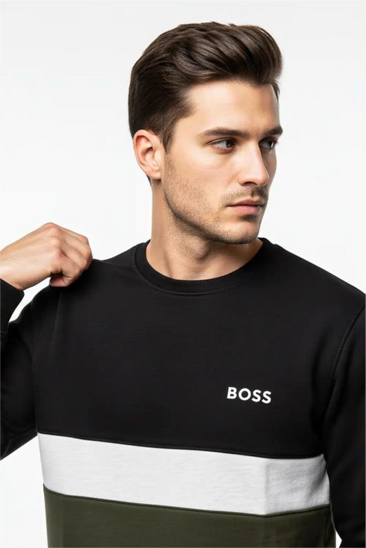 Men's Stylish Winter Sweatshirt - Black & Olive