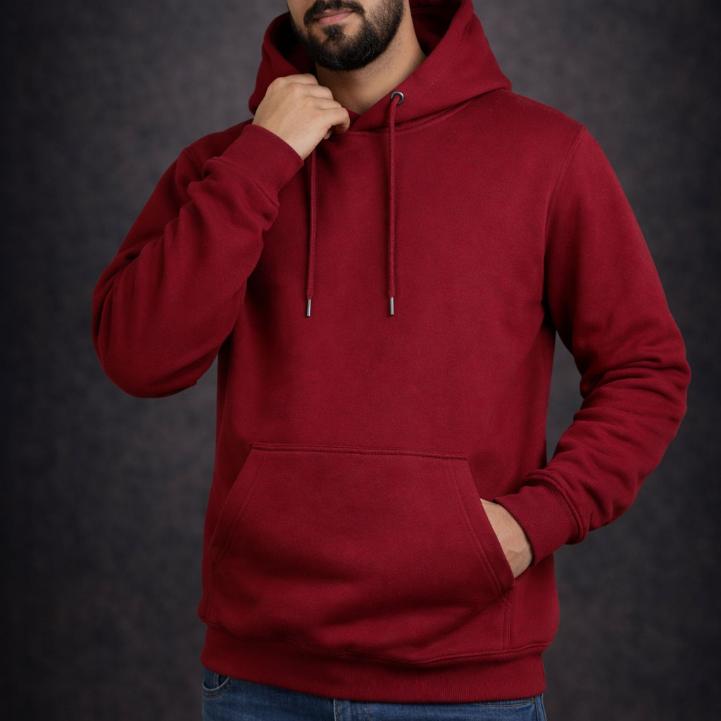 Jigerz Men’s Premium Cotton Pullover Hoodie – Maroon