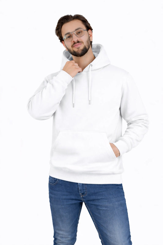 Jigerz Men’s Premium Cotton Pullover Hoodie – White