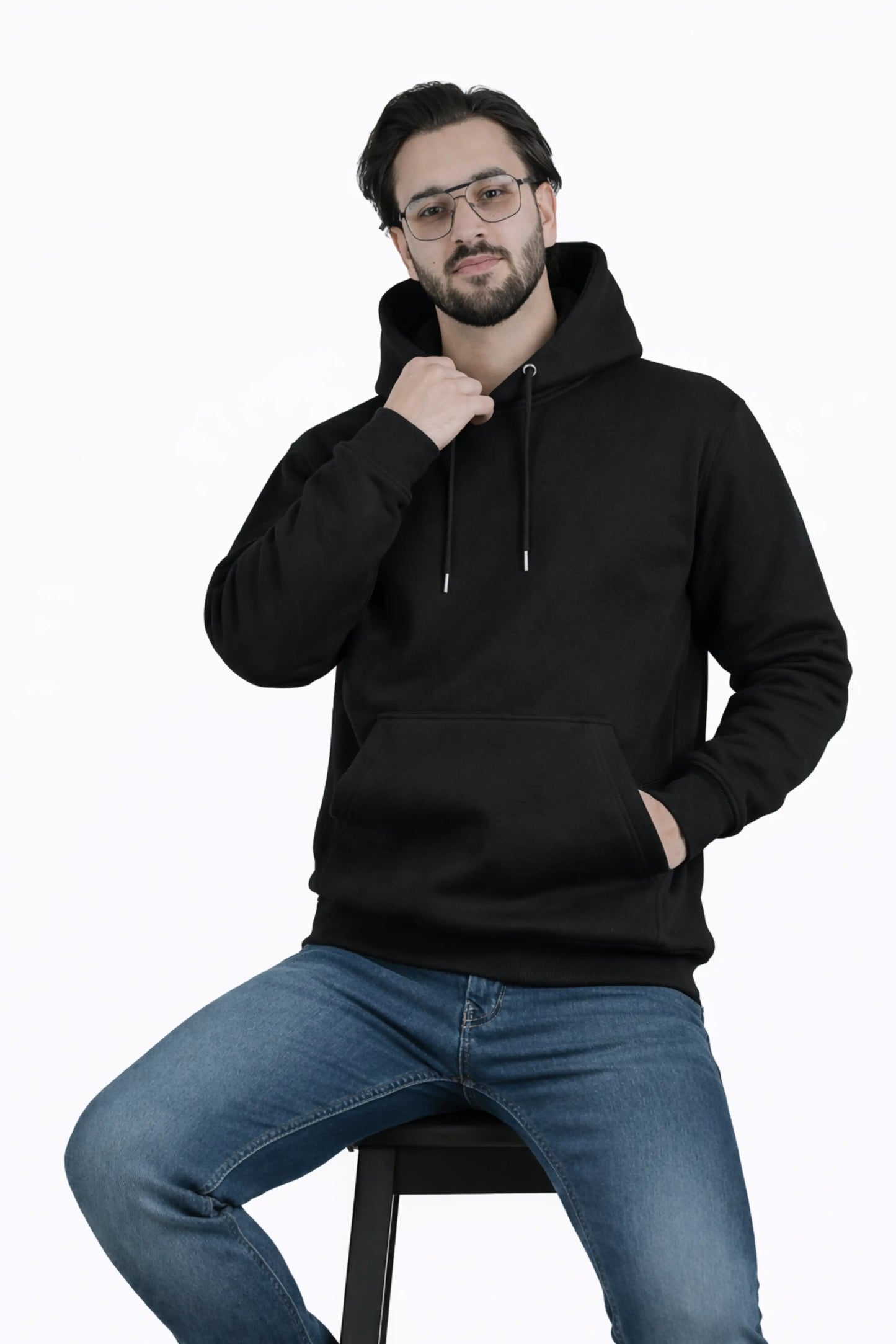 Jigerz Men’s Premium Cotton Pullover Hoodie – Black