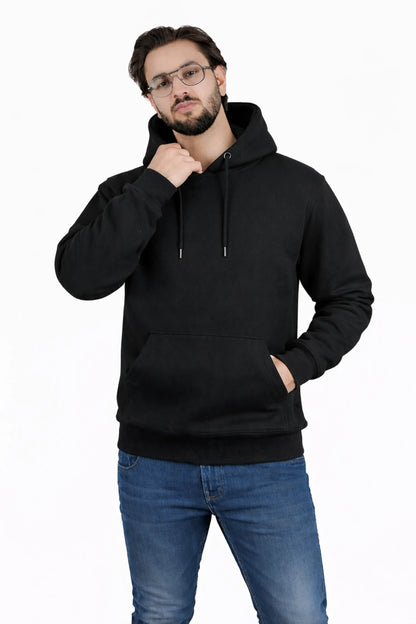 Jigerz Men’s Premium Cotton Pullover Hoodie – Black