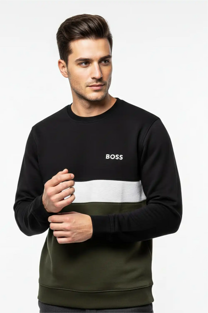 Men's Stylish Winter Sweatshirt - Black & Olive