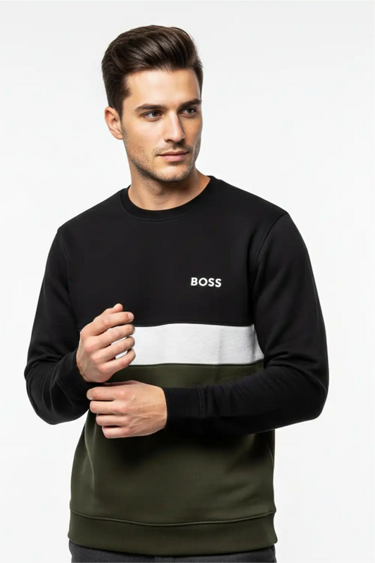 Men's Stylish Winter Sweatshirt - Black & Olive