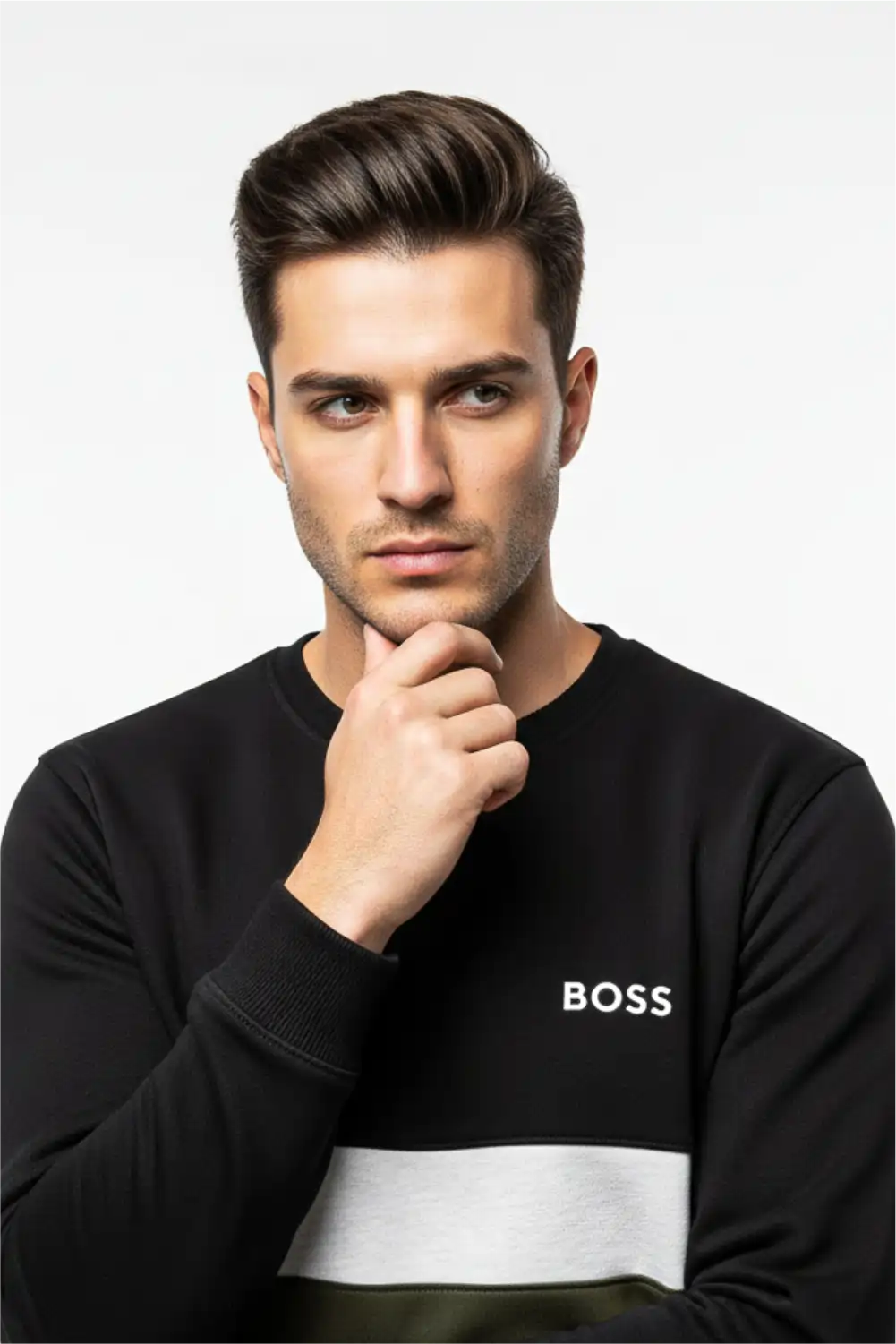 Men's Stylish Winter Sweatshirt - Black & Olive