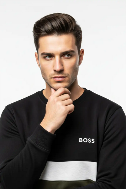 Men's Stylish Winter Sweatshirt - Black & Olive