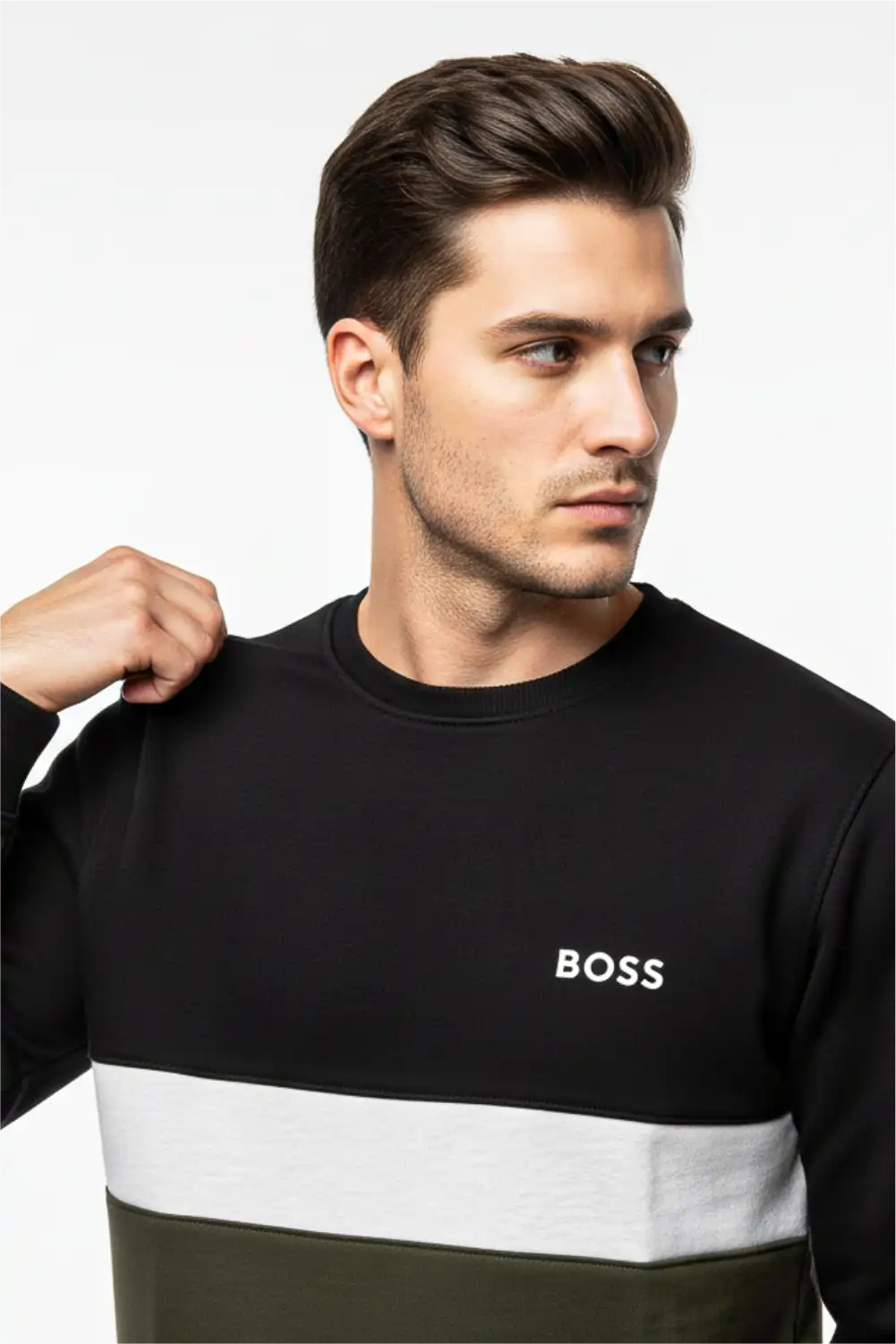 Men's Stylish Winter Sweatshirt - Black & Olive