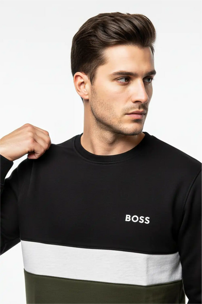 Men's Stylish Winter Sweatshirt - Black & Olive