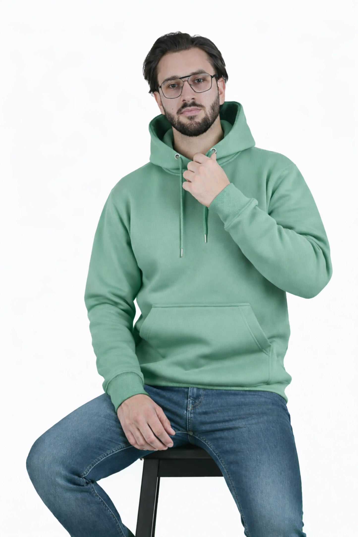 Jigerz Men’s Premium Cotton Pullover Hoodie – Sage Green