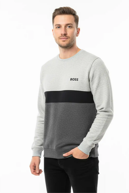 Men's Stylish Winter Sweatshirt - Light Grey & Charcoal