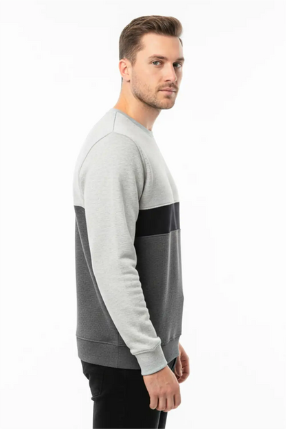 Men's Stylish Winter Sweatshirt - Light Grey & Charcoal