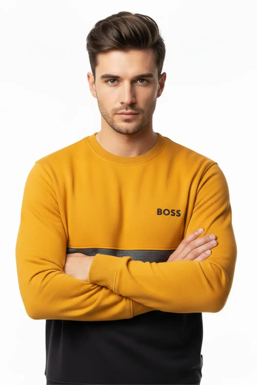Men's Stylish Winter Sweatshirt - Orang & Black