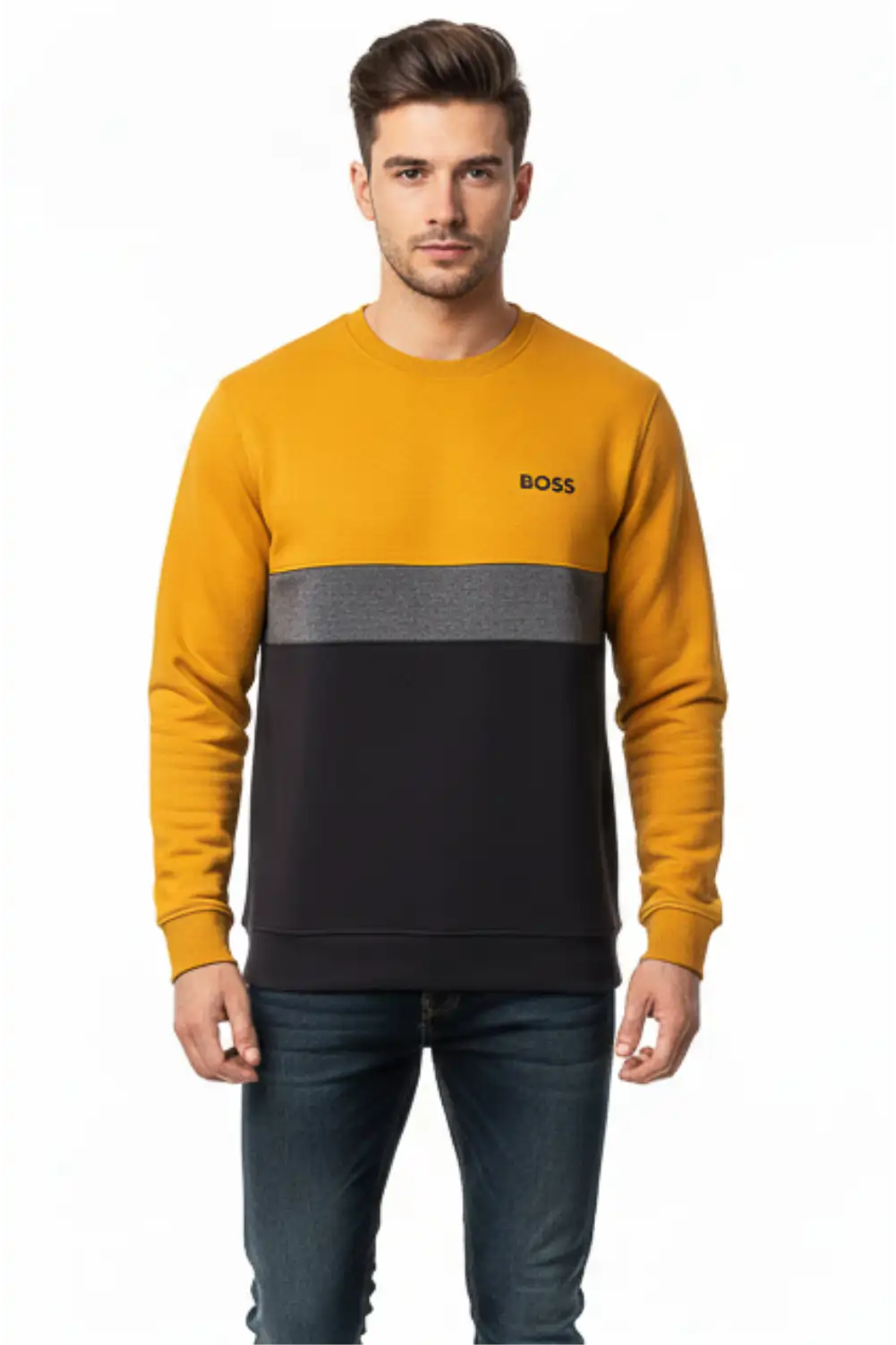 Men's Stylish Winter Sweatshirt - Orang & Black