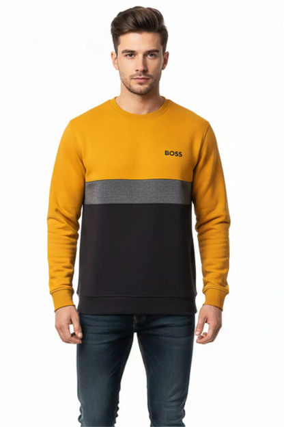 Men's Stylish Winter Sweatshirt - Orang & Black