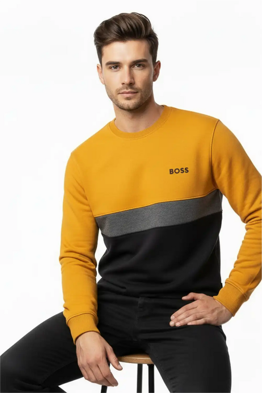 Men's Stylish Winter Sweatshirt - Orang & Black