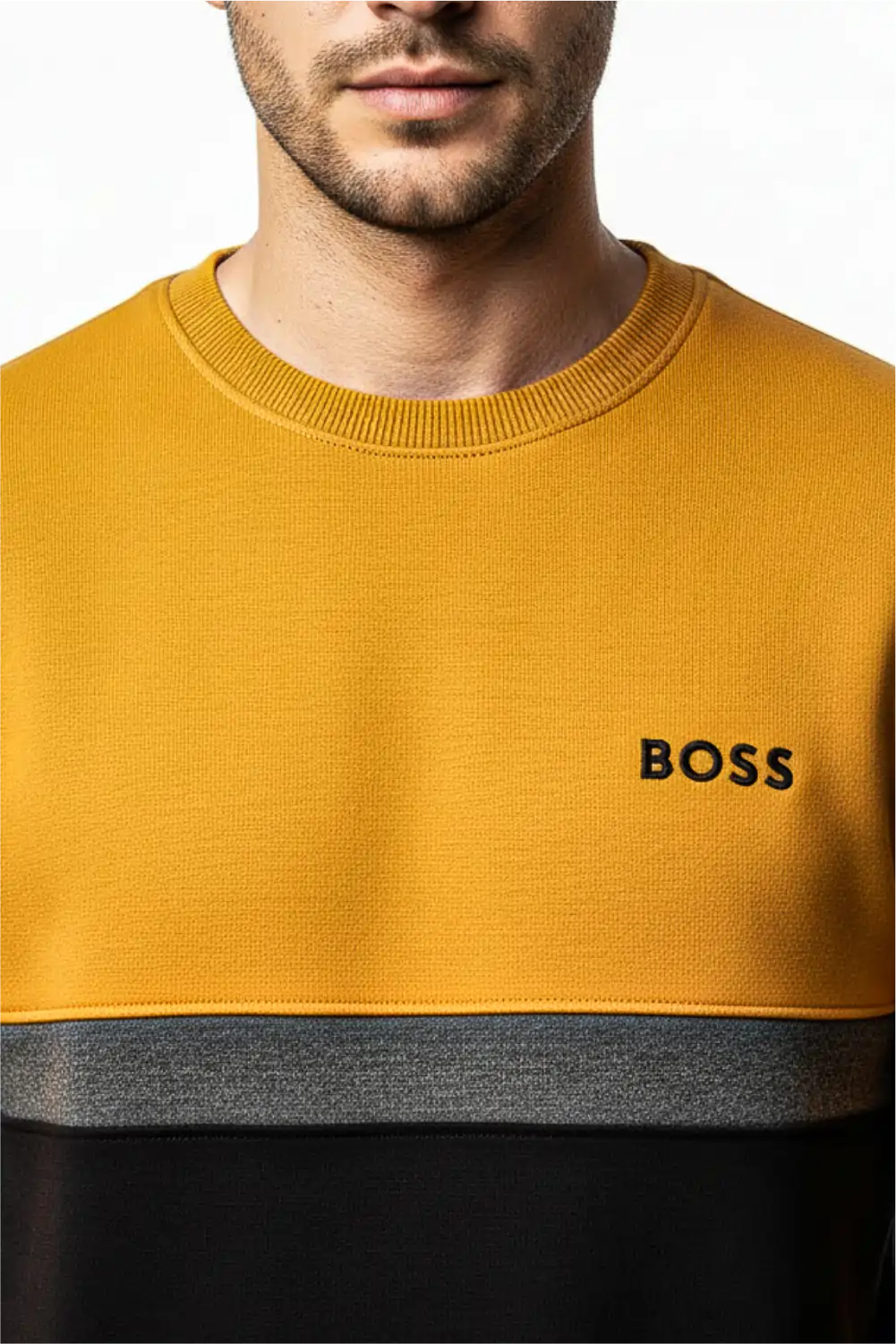 Men's Stylish Winter Sweatshirt - Orang & Black