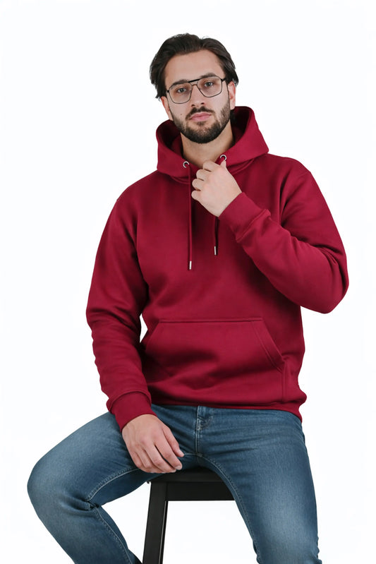 Jigerz Men’s Premium Cotton Pullover Hoodie – Maroon