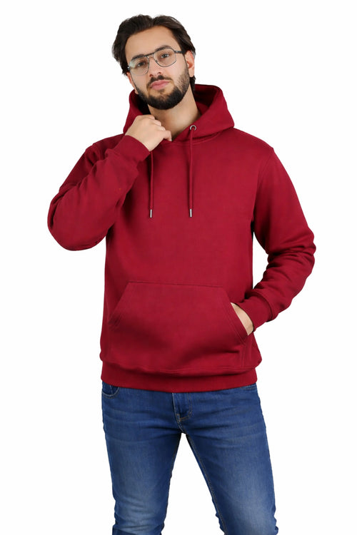 Jigerz Men’s Premium Cotton Pullover Hoodie – Maroon