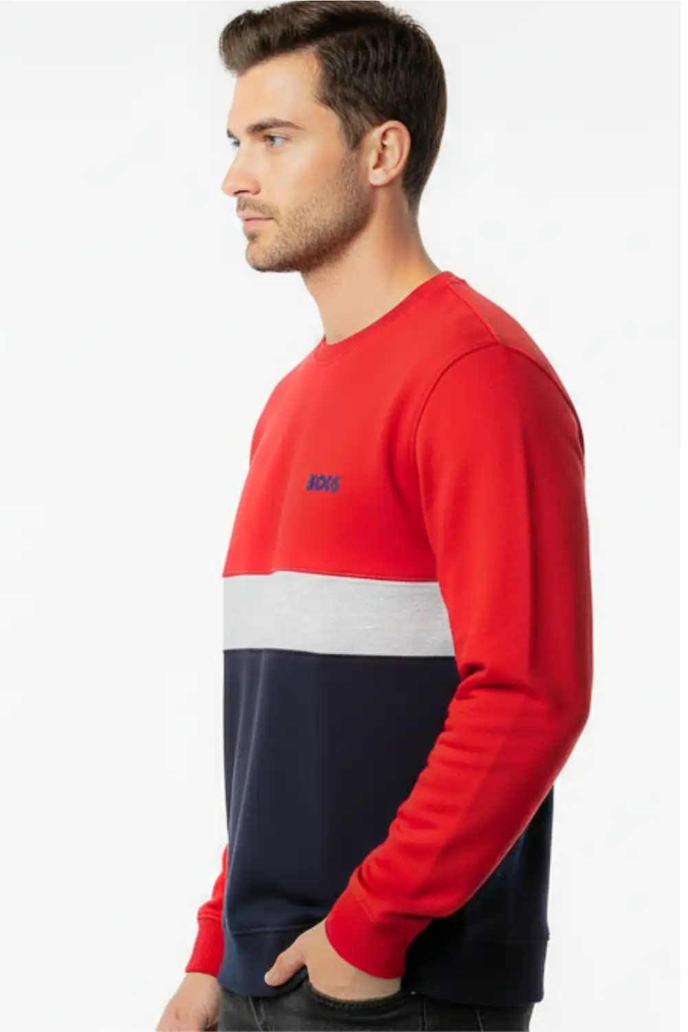 Men's Stylish Winter Sweatshirt - Red & Navy