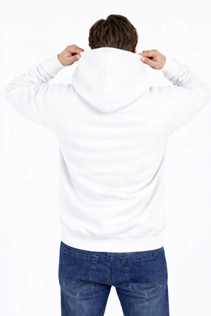 Jigerz Men’s Premium Cotton Pullover Hoodie – White