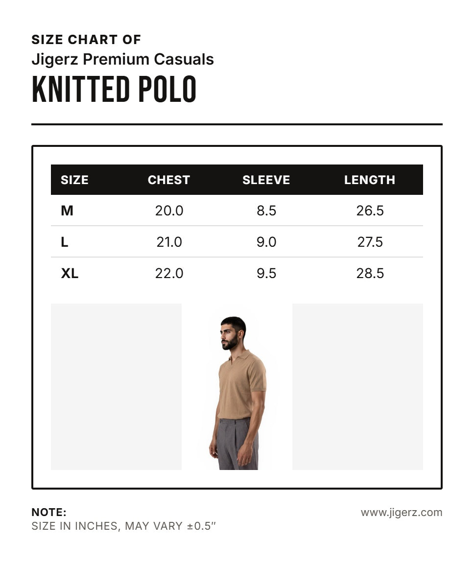 Premium Men's Knitted Open-Collar Polo Shirt - Beige