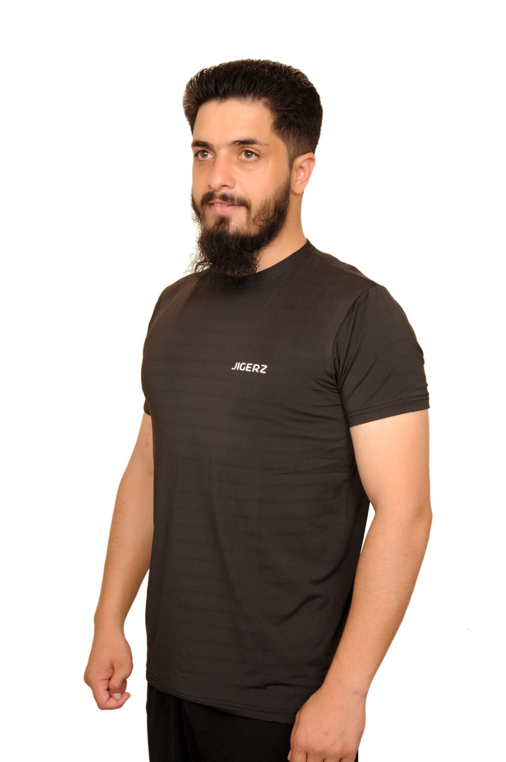 JIGERZ UltraFlex Black Tee – Premium Imported Fabric - Image 4