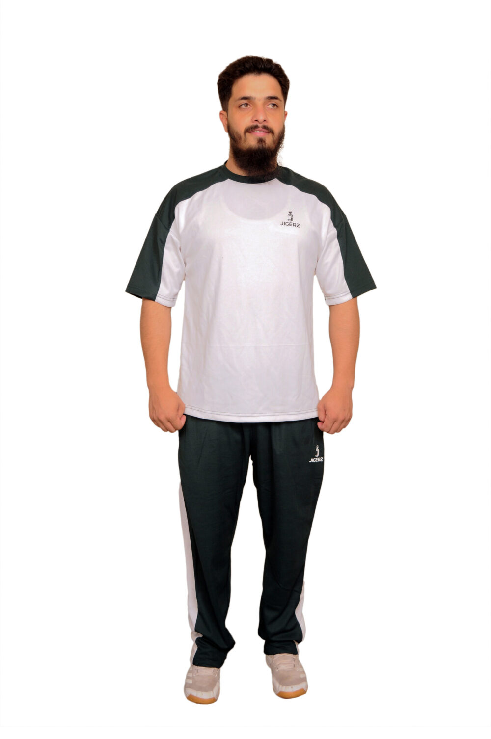 JIGERZ Oversize Sport Trackset – Green & White Azadi Edition